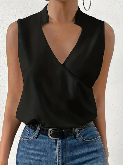 Cebulska – Elegante Ärmellos Surplice Bluse