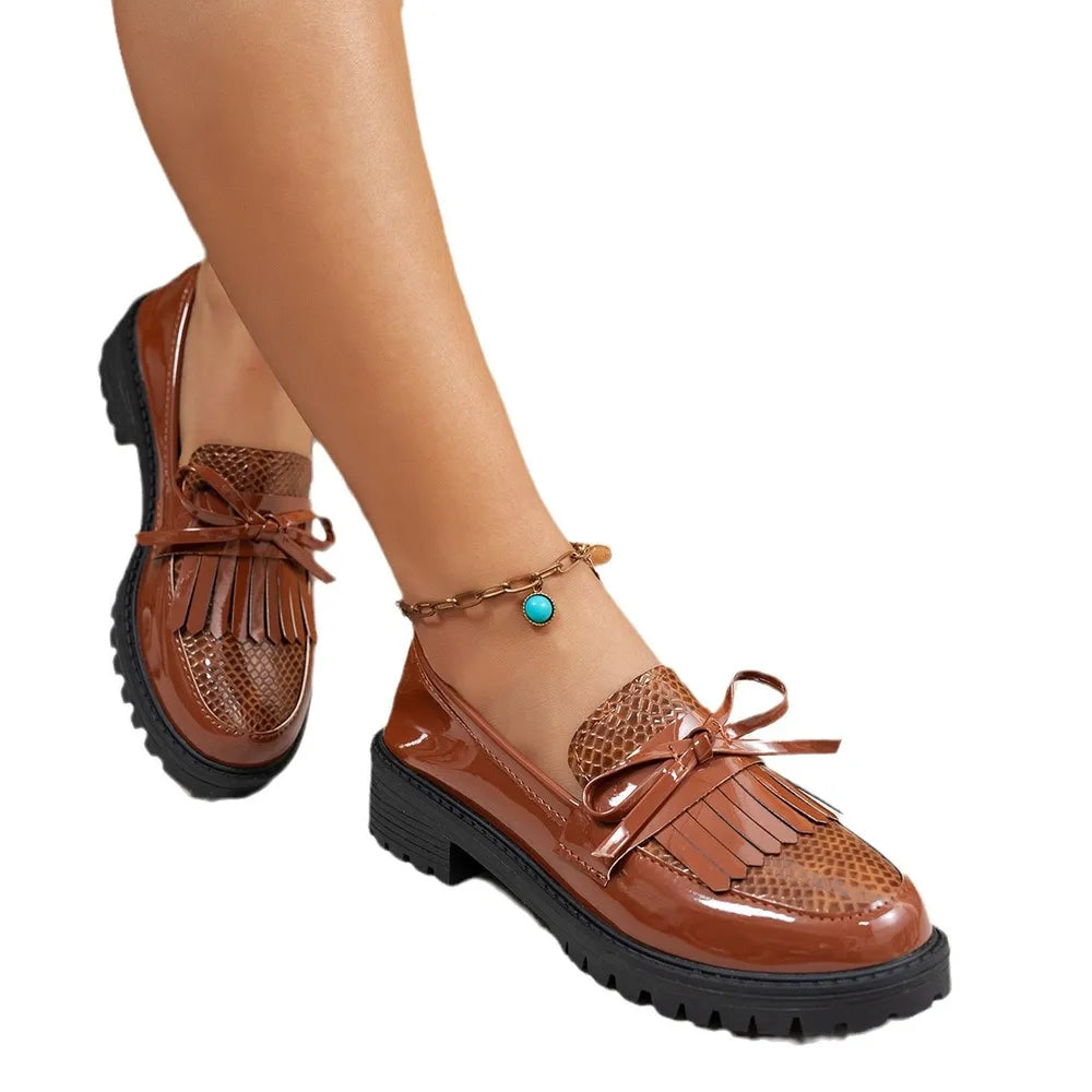 Round Toe Block Heels Loafers