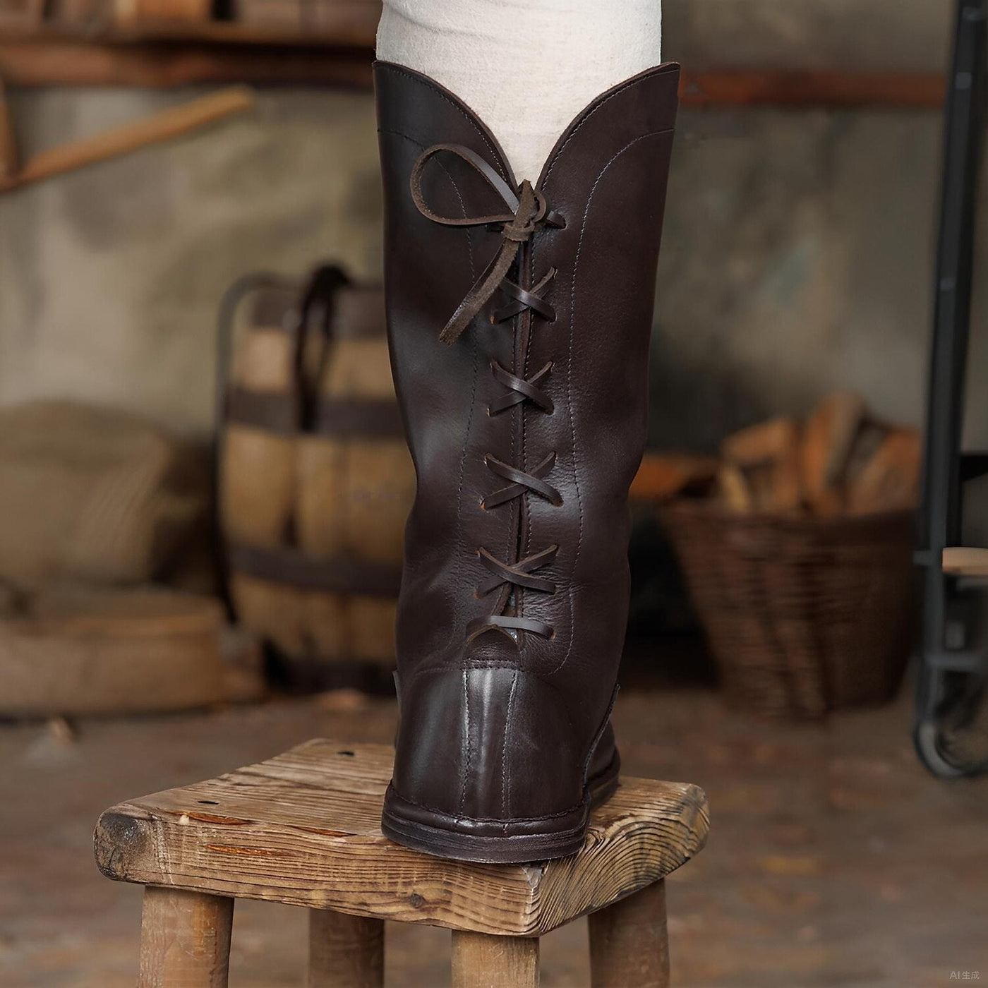 Medieval Style Plain Rider Style Tall Shoes