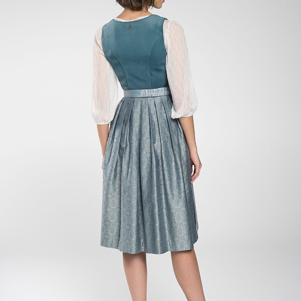 Oktoberfest Blue Classic Dirndl Dress with Apron