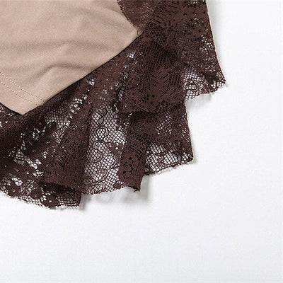 Gothic Style Asymmetrical Ruffled Lace Maxi Skirt