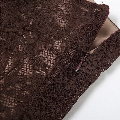 Gothic Style Asymmetrical Ruffled Lace Maxi Skirt