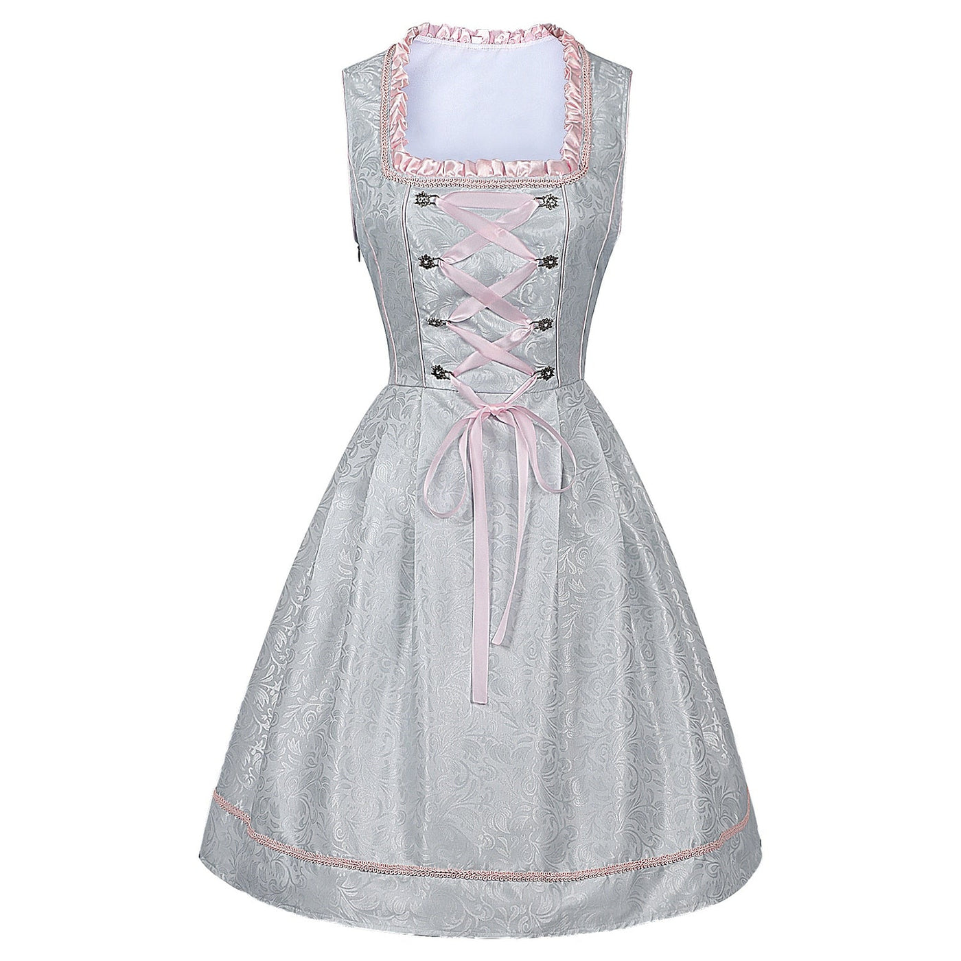 Oktoberfest Costume Pink Dirndl Dress with Lace Apron and Blouse