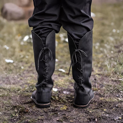 Medieval Combat Style Knight Lace-Up Tall Boots