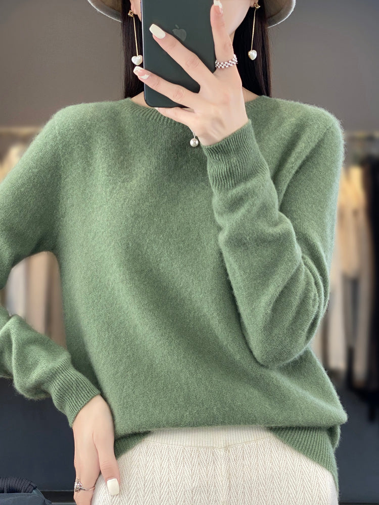 Heidi-Mode | Lässiger O-Ausschnitt Strickpullover