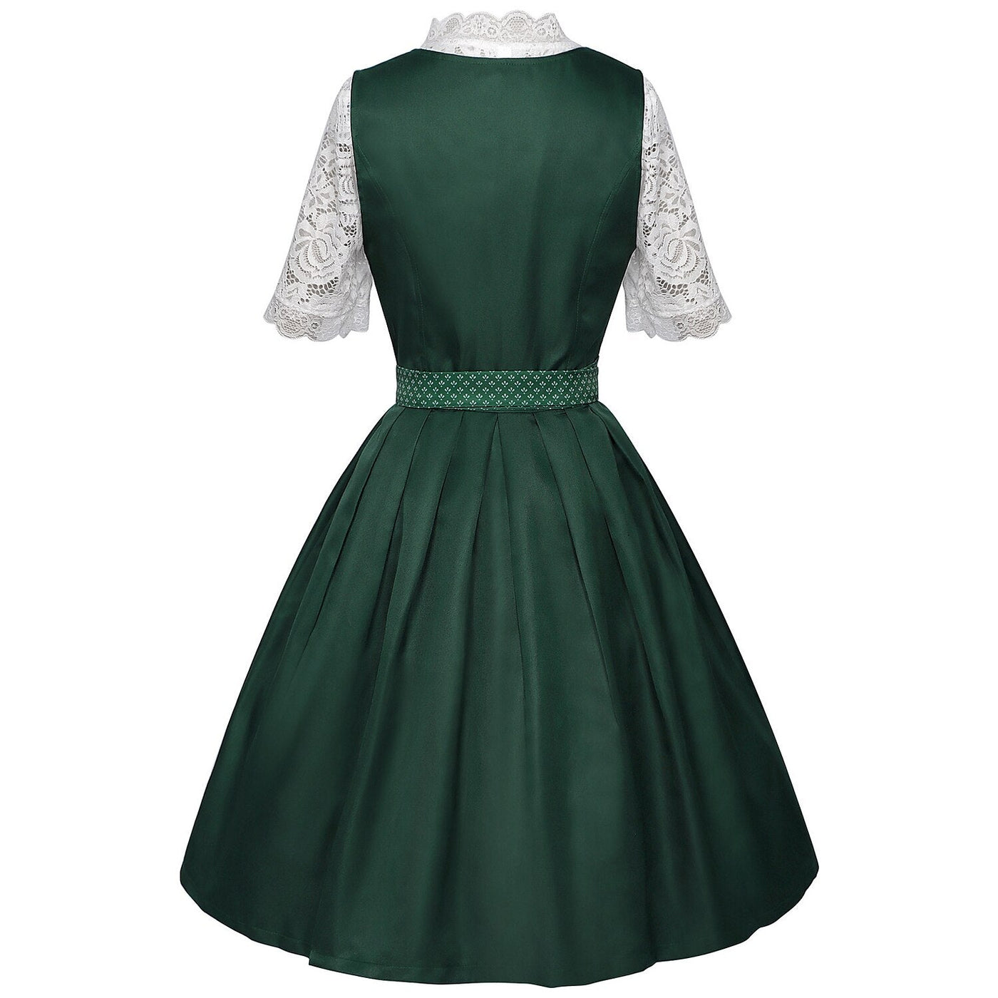 Oktoberfest Burgundy Green Blue Dirndl Dress with Apron and Blouse