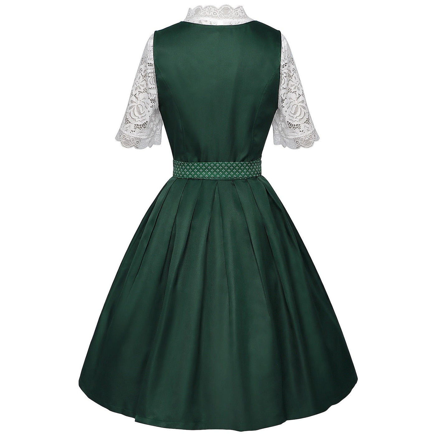 Oktoberfest Bavarian Dirndl Dress with Apron and Lace Blouse