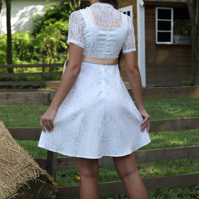 Oktoberfest Champagne Dirndl Dress with Apron