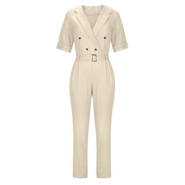 Sibylle -  Elegant Jumpsuit Damen  mit Doppelbrust Wrap Design