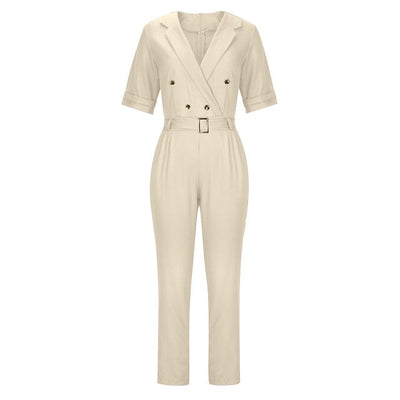 Sibylle -  Elegant Jumpsuit Damen  mit Doppelbrust Wrap Design