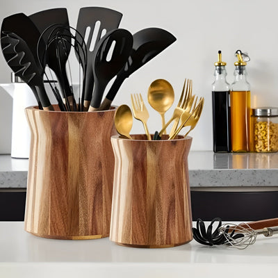 Utensilienhalter aus Akazienholz – Drehbar und Robust | Küchenorganizer im Rustikalen Design