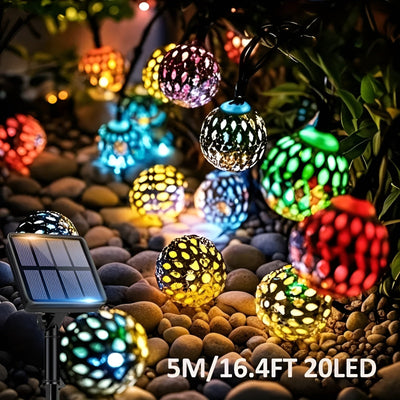 Solarkugelleuchten im marokkanischen Stil – Bunte LED-Lichterkette für Garten & Balkon
