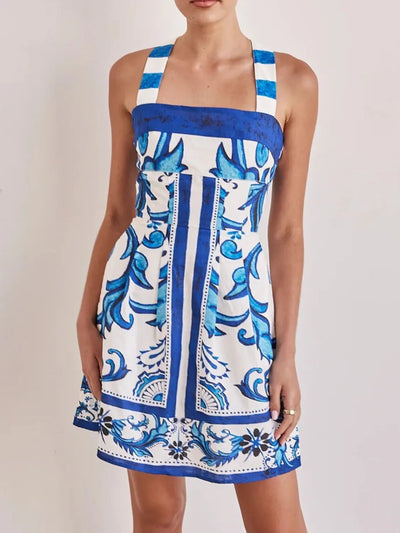 Printed Square Neck Midi Dress
