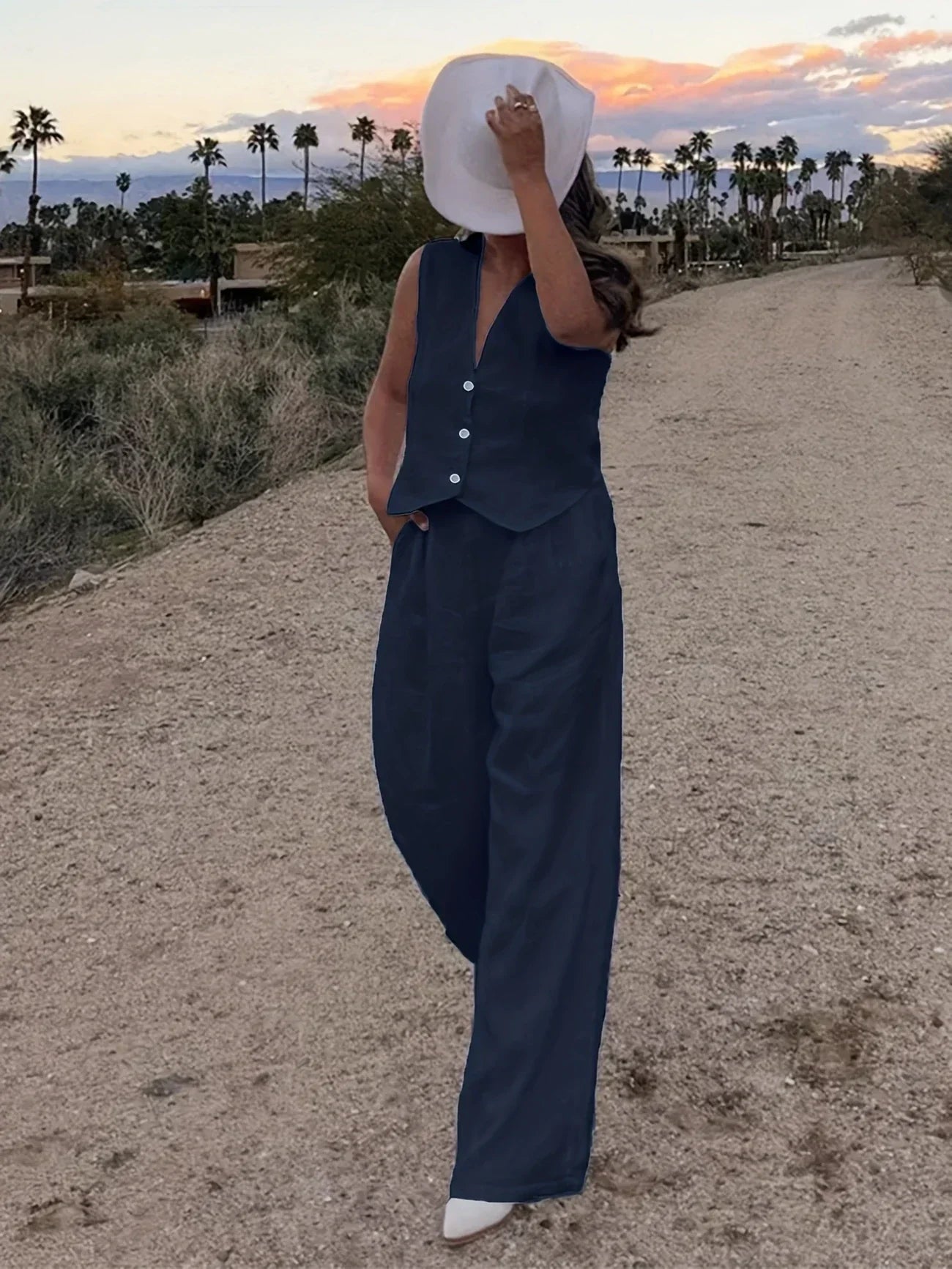 Jorja – Elegantes ärmelloses Zweiteiler Outfit-Set