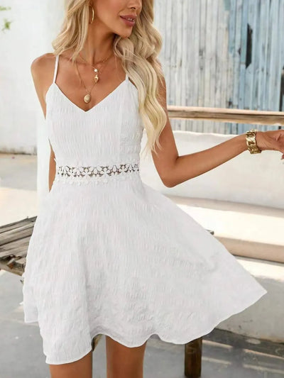 Lace Detail V-Neck Mini Cami Dress