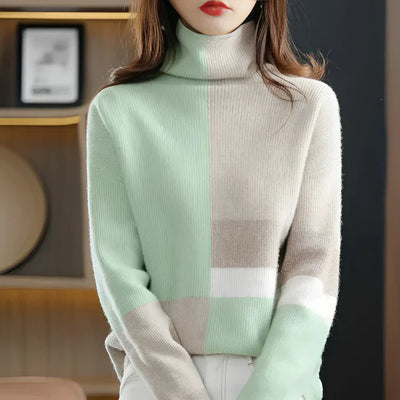 Charla - weiche, warme, kontrastfarbene pullover für frauen