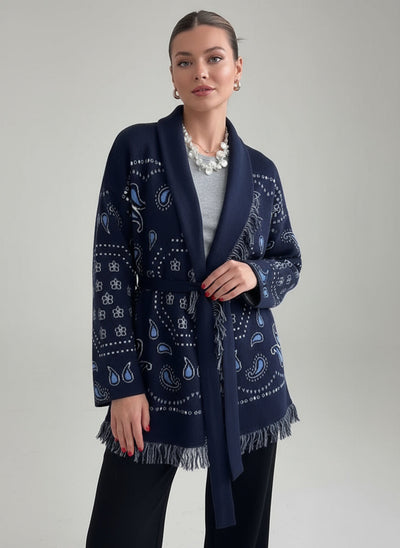 Sarah | Damen Strickpullover Mit Paisley Muster