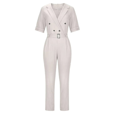 Sibylle -  Elegant Jumpsuit Damen  mit Doppelbrust Wrap Design