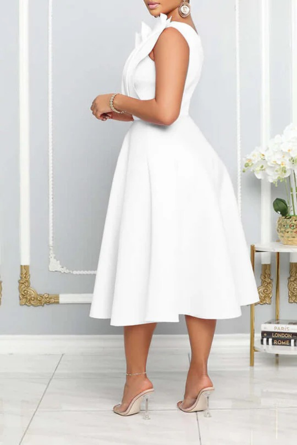 Ein-Schulter-Cocktailkleid für Damen | Midi