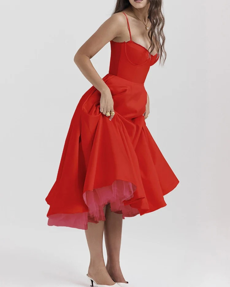 Elegantes Partykleid mit Volumen | Midi