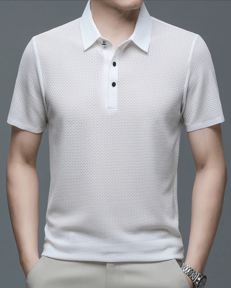 Elegantes strukturiertes Poloshirt für Herren | Kurzarm