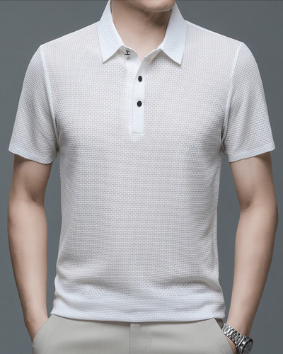 Elegantes strukturiertes Poloshirt für Herren | Kurzarm