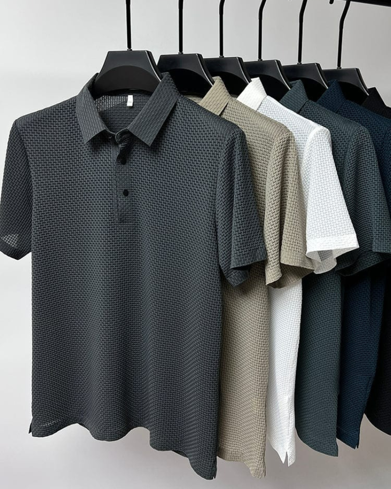 Elegantes strukturiertes Poloshirt für Herren | Kurzarm