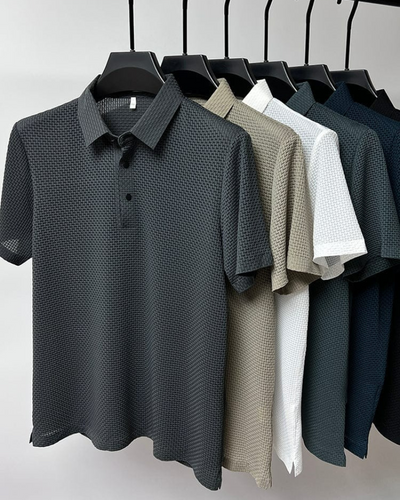 Elegantes strukturiertes Poloshirt für Herren | Kurzarm