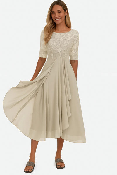 Elegantes Vintage Hochzeitsgastkleid für Damen | Midi