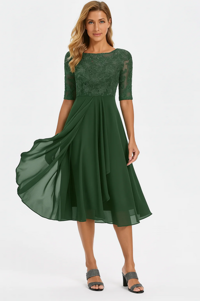 Elegantes Vintage Hochzeitsgastkleid für Damen | Midi