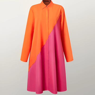 Modernes hemdblusenkleid mit umlegekragen & dreiviertelärmel