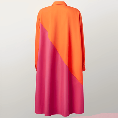 Modernes hemdblusenkleid mit umlegekragen & dreiviertelärmel