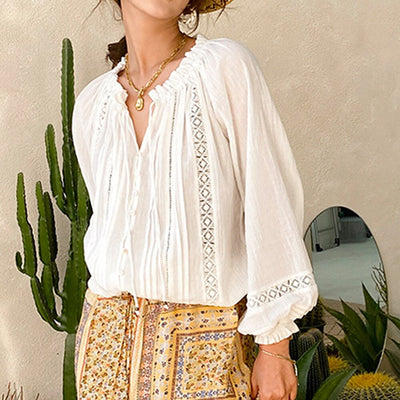 Classic Pleated Bohemian Blouse