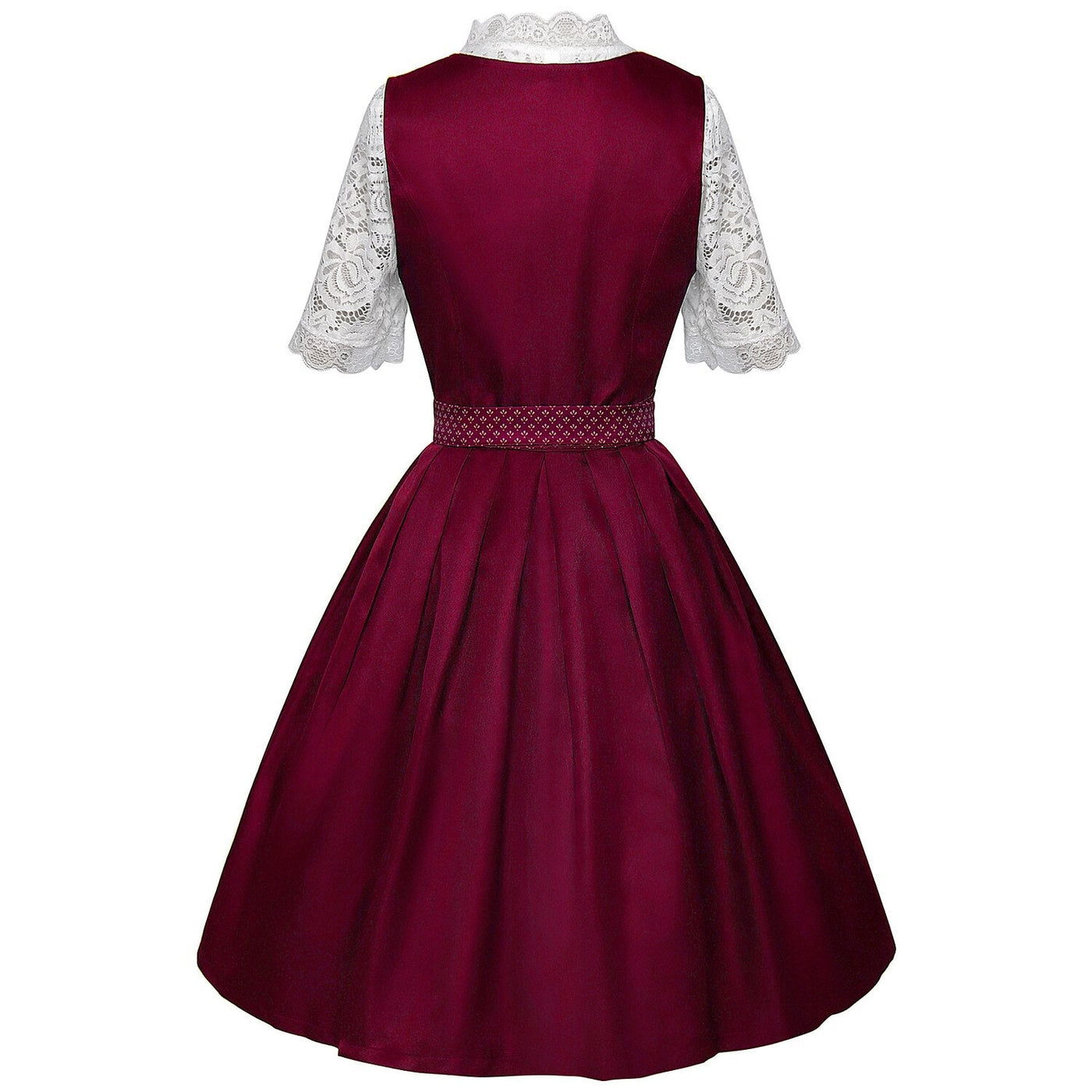 Oktoberfest Bavarian Dirndl Dress with Apron and Lace Blouse