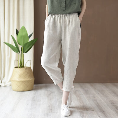 Classic Loose Fit Cotton Linen Blend Pants