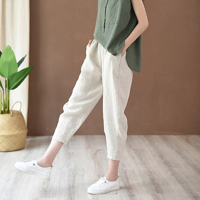 Classic Loose Fit Cotton Linen Blend Pants