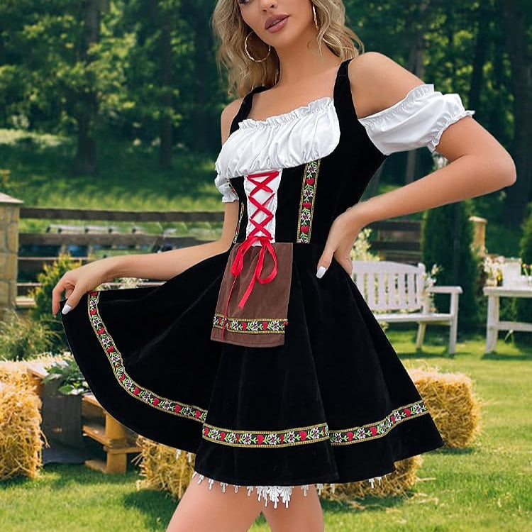 Oktoberfest Beer Costume Dress Dirndl Apron Set