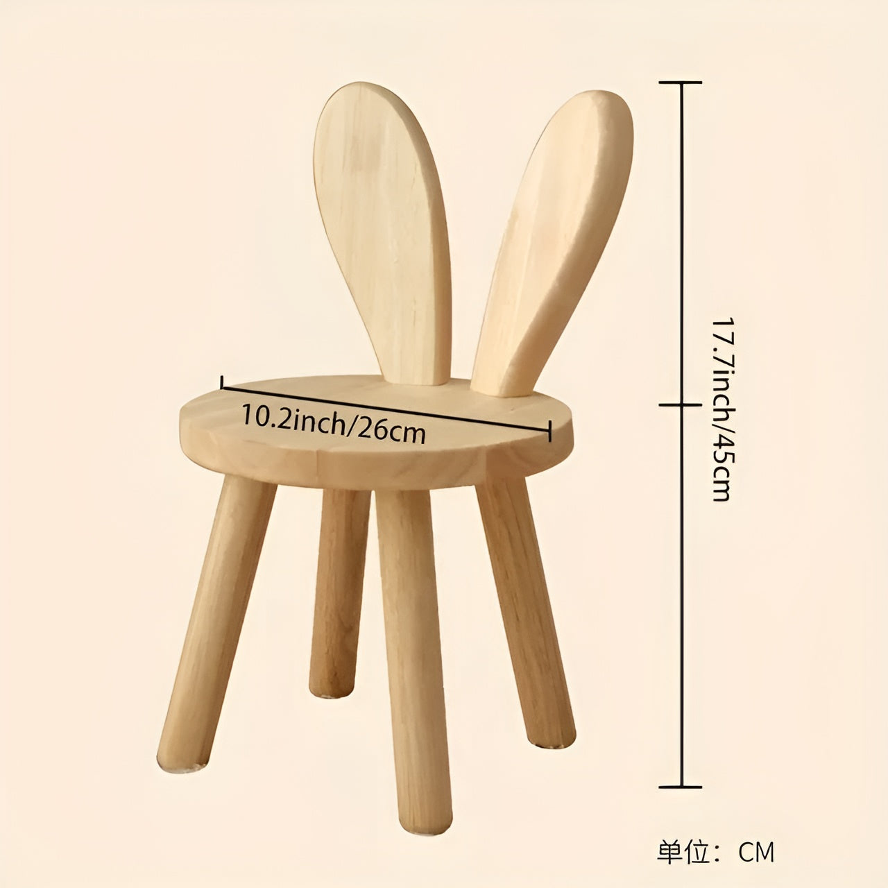 BunnyCraft Hocker - Nordischer Holz-Hocker mit Hasenohren