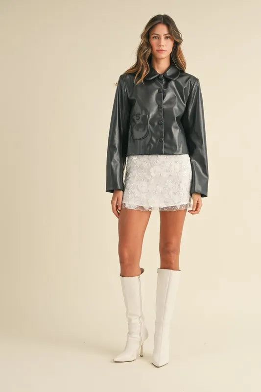 MABLE 3D Floral Embellished Applique Mini Skirt