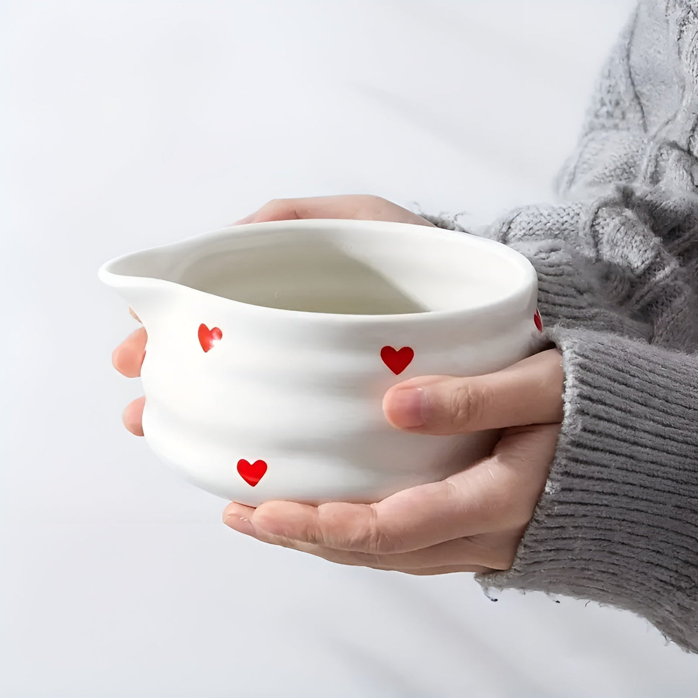 Matcha-Schale mit Herzdesign – 1/3/4/5 Stück Ausgießer & Bambusbesen | Ideal für den Hausgebrauch