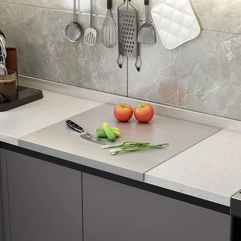 Doppelseitiges Schneidebrett aus Edelstahl – Rutschfest & Hygienisch | Perfekt für die Küche