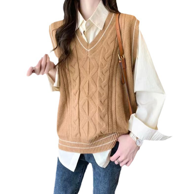 Jasmin Pullunder | Gestrickter ärmelloser Pullover mit V-Ausschnitt für Damen