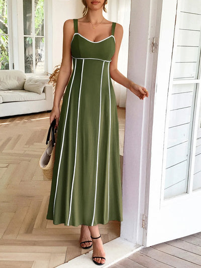 Contrast Wide Strap Midi Cami Dress