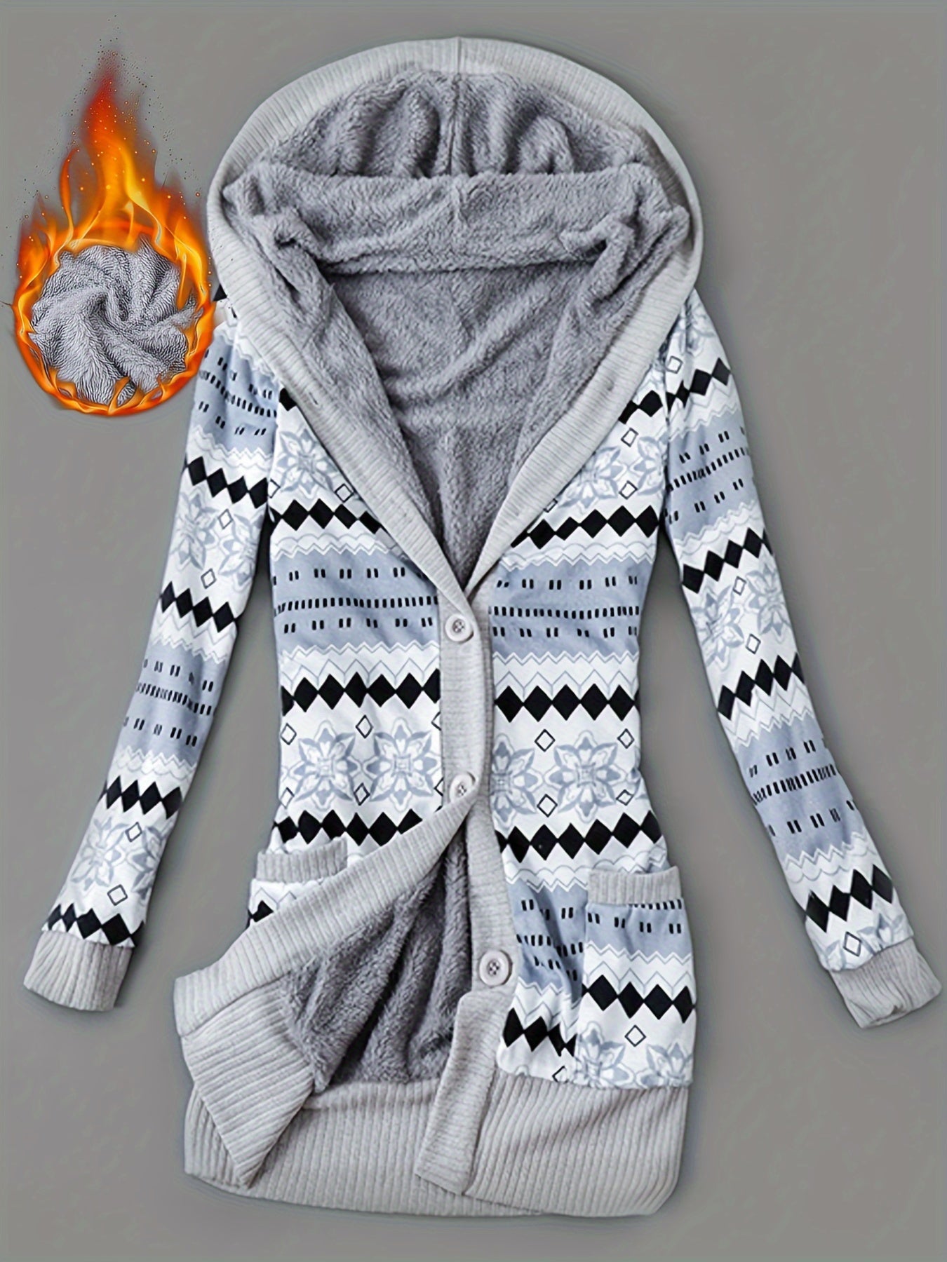 Lässiger Geo Print Cardigan mit Taschen