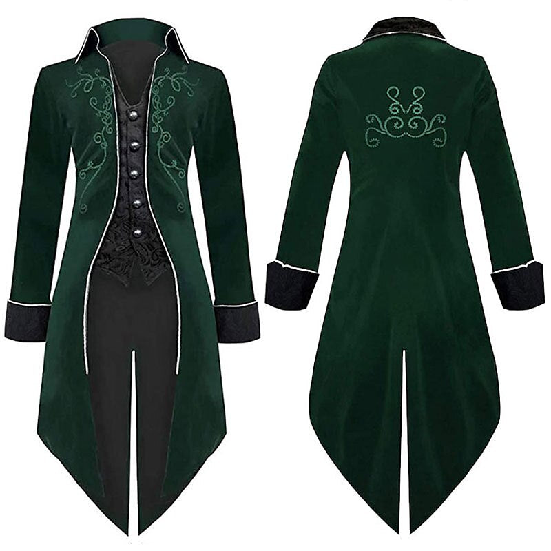 Men's Retro Steampunk Embroidered Tailcoat