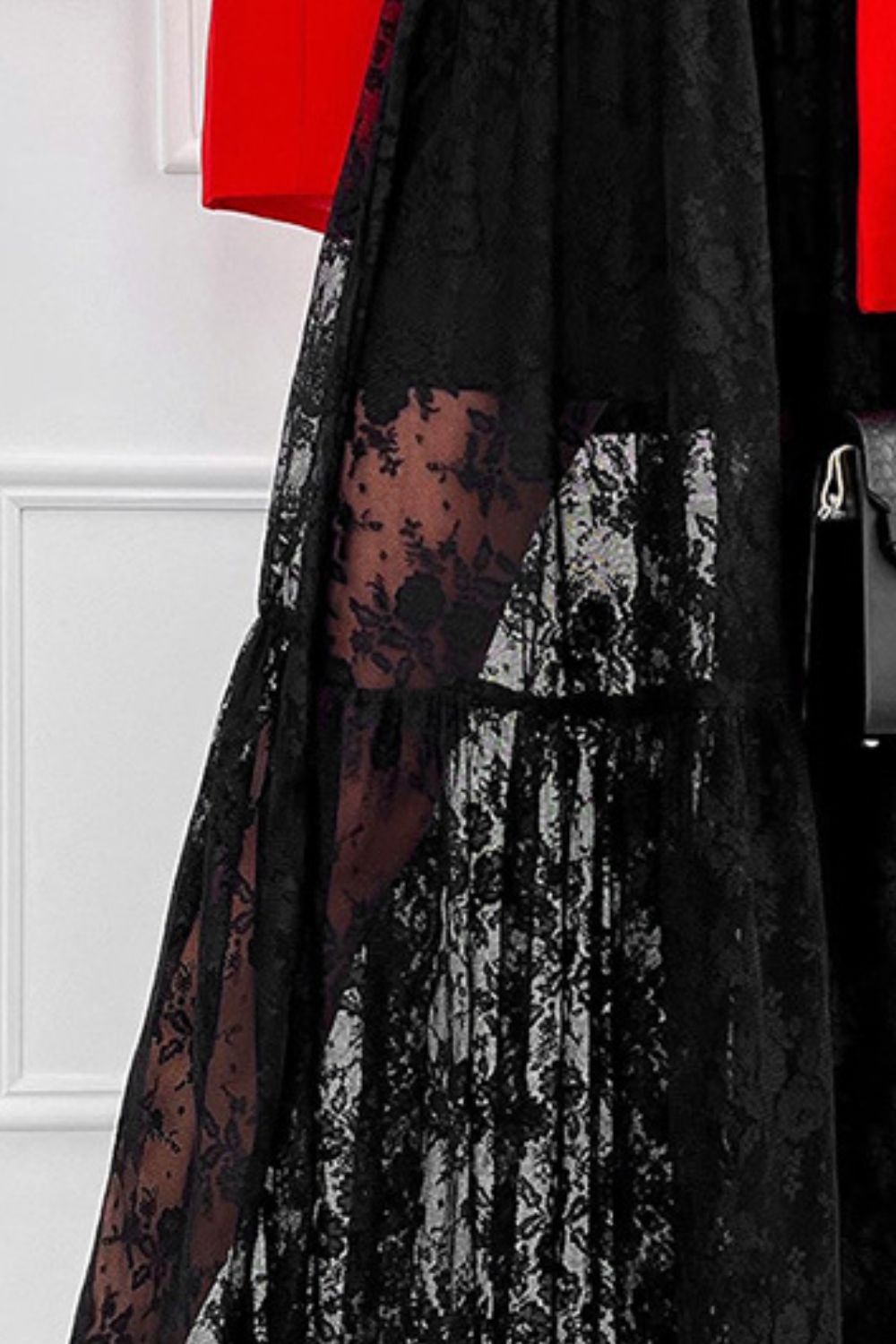 Lace Elastic Waist Maxi Skirt