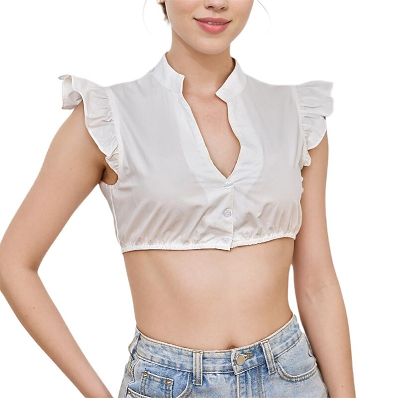 Oktoberfest Women's White Dirndl Blouse with Ruffle Sleeves
