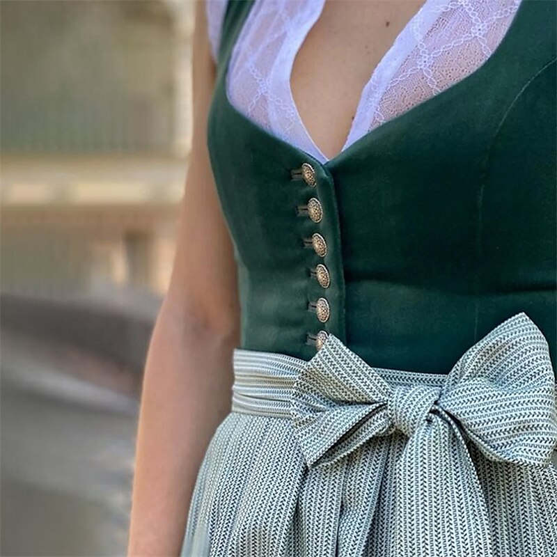 Oktoberfest Women's Deep Green Dirndl Dress with Apron