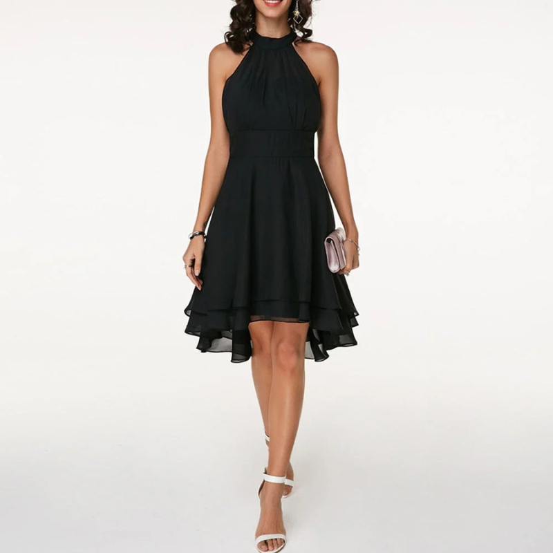 Fließendes Neckholderkleid für Damen | Mini