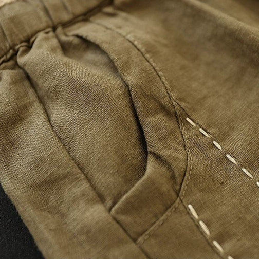 Classic Linen Loose Pants with Pocket
